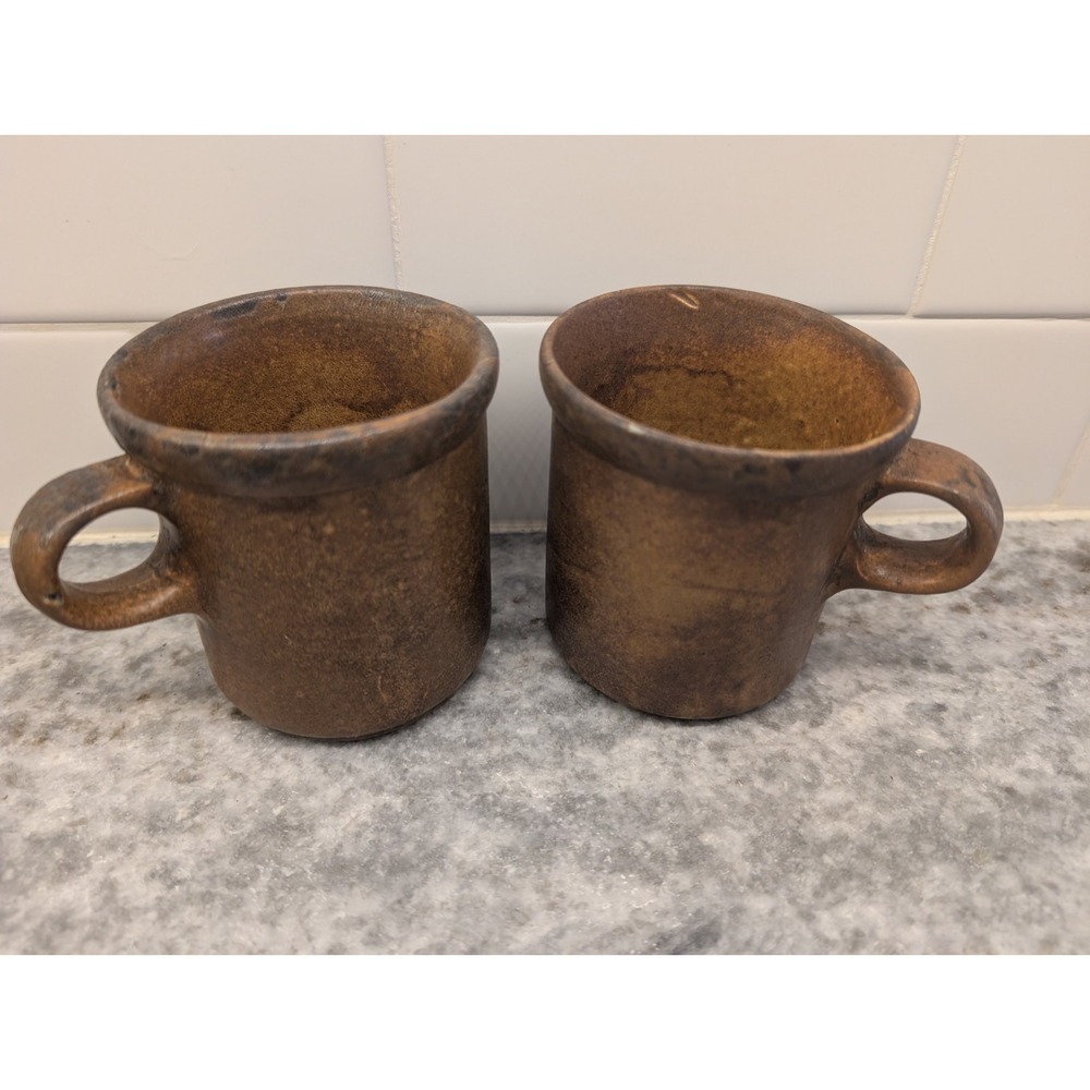 MCCOY MESA 1412 Set/2 Brown Mesa Canyon Cups Mugs Rustic‎ Primitive Decor